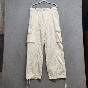 YMI Women Pants Large Yellow Y2K Cargo All Day Drawstring Mid Rise Baggy‎ NWT